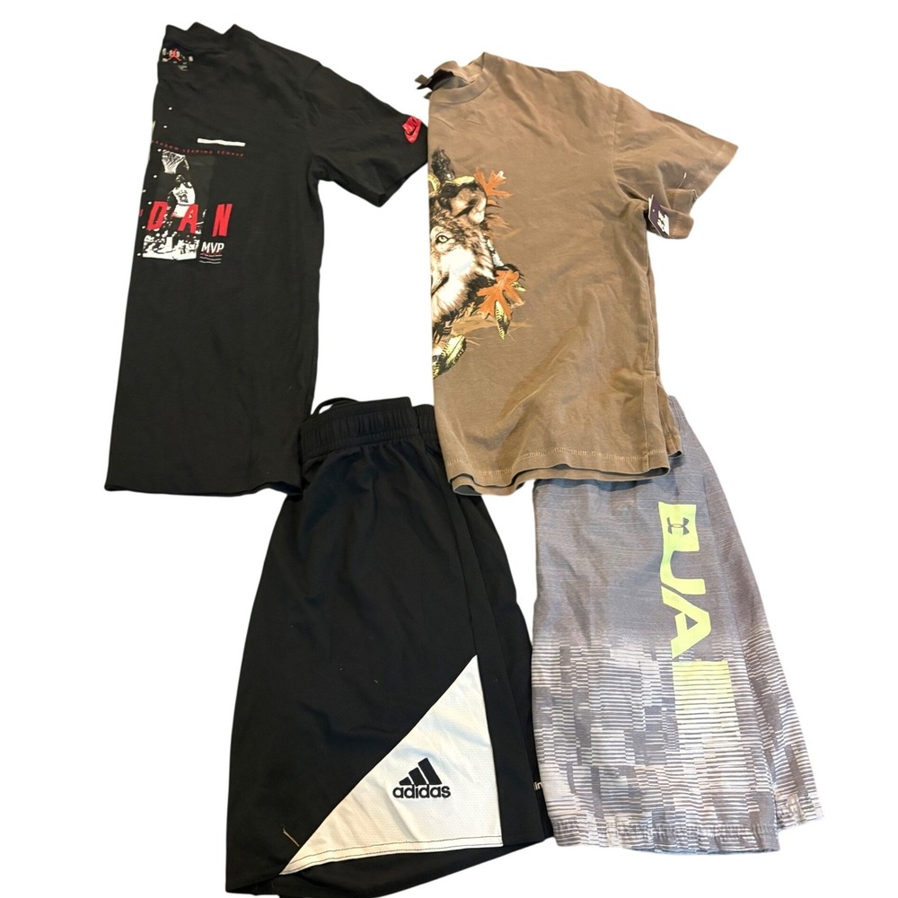 Boys Clothing Lot XL 14-16 Jordan Adidas UA Shorts Graphic Tees 4 Pc EUC